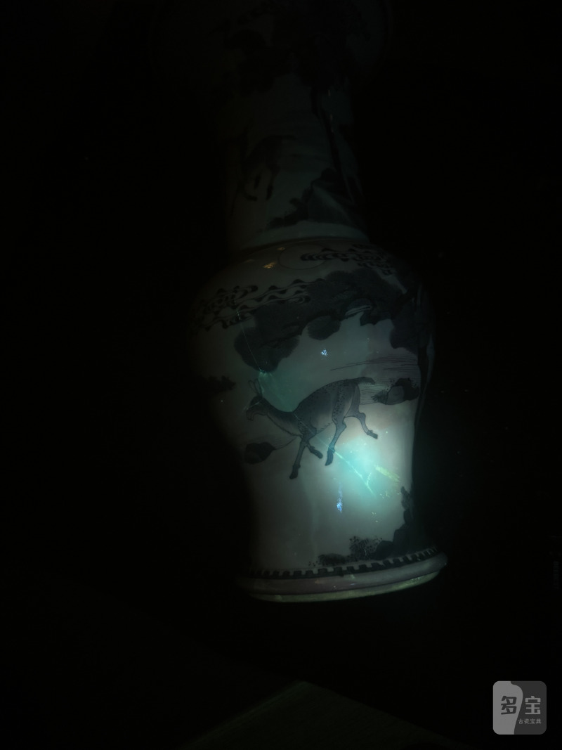 清康熙 青花山水松鹤延年凤尾尊 - 图19